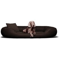Tierlando ® Orthopädisches Hundebett Sammy VISCO | Kunstleder - High-Tech-Velours braun 1,4 m, 30 cm, 1,05 m