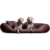 Tierlando ® Orthopädisches Hundebett SAMMY | Pflegeleichtes Kunstleder | L-XXXXL braun 1,4 m, 30 cm, 1,05 m