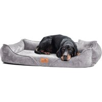 Tierlando ® Orthopädisches Hundebett TYSON | Kuschelig flauschiges XXL Hundesofa grau/ grau 1,3 m, 22 cm, 1 m