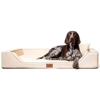 Tierlando MELODY LATEX - Orthopädisches LUXUS-Hundebett mit Anti-Haar Kunstleder creme 1 m, 22 cm, 75 cm