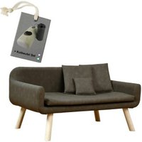 Rohrschneider Hundesofa für mittlere Hunde, abwaschbares Kunstleder taupe