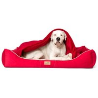 Tierlando RUDOLPH - Orthopädisches Hundebett inkl. Schonbezug mit Hundedecke dunkelrot 1,1 m, 25 cm, 90 cm