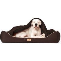 Tierlando RUDOLPH - Orthopädisches Hundebett inkl. Schonbezug mit Hundedecke braun 1,1 m, 25 cm, 90 cm