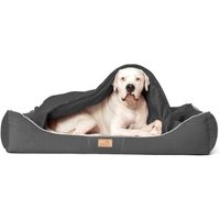 Tierlando RUDOLPH - Orthopädisches Hundebett inkl. Schonbezug mit Hundedecke schwarz/ graphit 1,1 m, 25 cm, 90 cm