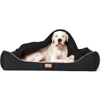 Tierlando RUDOLPH - Orthopädisches Hundebett inkl. Schonbezug mit Hundedecke schwarz 1,1 m, 25 cm, 90 cm