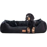 Tierlando FLOYD - Ultraweiches orthopädisches Hundebett High-Tech-Velours und Plüsch VISCO schwarz 1,2 m, 25 cm, 85 cm