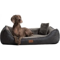 Tierlando FLOYD - Ultraweiches orthopädisches Hundebett High-Tech-Velours und Plüsch VISCO schwarz/ graphit 1,2 m, 25 cm, 85 cm