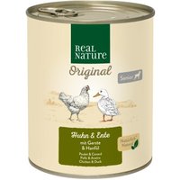 REAL NATURE Nassfutter Hund, Senior, Huhn und Ente 24x800 g