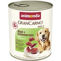 animonda GranCarno Original Nassfutter Hund Adult, Rind und Entenherzen 6x800 g