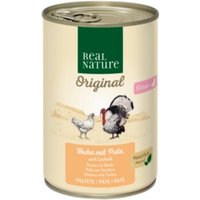REAL NATURE Original Nassfutter Katze, Kitten Huhn mit Pute und Lachsöl 24x400 g