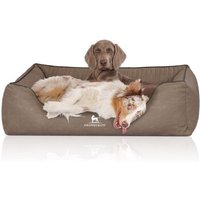 Knuffelwuff Orthopädisches Hundebett Columbia aus laser-gestepptem Kunstleder stone clay XL