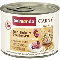 animonda Carny Nassfutter Katze Adult Rind, Huhn und Entenherzen 6x200 g