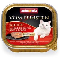 animonda Vom Feinsten Nassfutter Katze, Adult, mit Schlemmerkern Rind, Hühnchenbrust und Kräuter 32x100 g