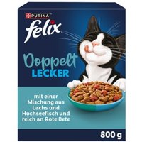 Felix Doppelt Lecker Trockenfutter Katze, Adult, Lachs und Hochseefisch 800 g