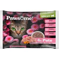 Pawsome Nassfutter Katze, Adult, Flowpack Pute 4x85 g