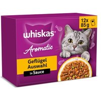 Whiskas Nassfutter Katze Adult, Multipack, 1+ Geflügel Auswahl, in Sauce 12x85 g