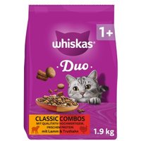 Whiskas Duo Trockenfutter Katze, Adult 1+, Thunfisch und Huhn 1,9 kg