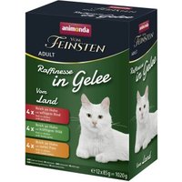 animonda Vom Feinsten Nassfutter Katze, Adult, Raffinesse, in Gelee, MixPack Varietäten 12x85 g Huhn mit Rind