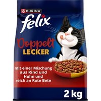 Felix Doppelt Lecker Trockenfutter Katze  Rind und Huhn, reich an Rote Bete 2 kg