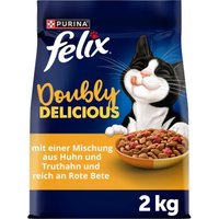Felix Doppelt Lecker Trockenfutter Katze Huhn und Truthahn, reich an Rote Bete 2 kg