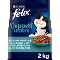 Felix Doppelt Lecker Trockenfutter Katze Lachs und Hochseefisch, reich an Rote Bete 2 kg