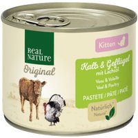 REAL NATURE Original Nassfutter Katze, Kitten, Kalb und Geflügel mit Lachsöl 6x200 g