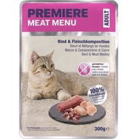 PREMIERE Meat Menu Nassfutter Katze, Adult, Rind und Fleisch 6x300 g