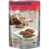 PREMIERE Finest Jelly Nassfutter Katze Adult Reich an Rind 22x85 g