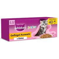 Whiskas Portionsbeutel Multipack Mega Pack Junior Geflügel Auswahl in Gelee 40x85 g