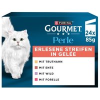 GOURMET Perle Nassfutter Katze Adult Erlesene Streifen in Gelèe 24x85g