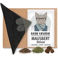 Kater Kasimir Mausbert Deluxe - Die 2-in-1 Spielmaus für Katzen, handgemacht aus BIO-Baumwolle mit BIO-Katzenminze-, BIO-Baldrian- und Matatabi-Füllung