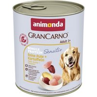 animonda GranCarno Sensitiv Nassfutter Hund Adult, Pute und Kartoffel 6x800 g