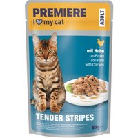 PREMIERE Tender Stripes Nassfutter Katze Adult Huhn 56x85 g