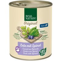 REAL NATURE Superfood Nassfutter Hund, Adult, Ente mit Spinat 24x800 g