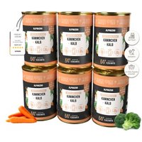 ALPHAZOO Nassfutter Kaninchen + Kalb 6 x 400g für Hunde