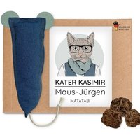 Kater Kasimir MAUS-JÜRGEN - XXL Spielmaus, handgemacht aus robustem Jeans-Stoff und Leder Ohren (Matatabi)