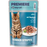 PREMIERE Tender Stripes Nassfutter Katze Adult Thunfisch 56x85 g