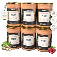 ALPHAZOO Monoprotein Pferd 6 x 400g, Nassfutter Pferd für Hunde