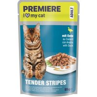 PREMIERE Tender Stripes Nassfutter Katze Adult Ente 56x85 g