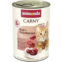 animonda Carny Nassfutter Katze, Senior, Rind und Putenherzen 6x400 g