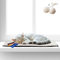 Rohrschneider ® Selbstwärmende Katzendecke, Fensterliege mit rutschfester Unterlage beige 60 cm, 2 cm, 29 cm