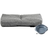 Rohrschneider ® Hundebett mit Anti-Rutsch-Boden, strapazierfähiges Kissen für Hunde und Katzen, B47 x T30 x H7 cm, inkl. Gratis-Wassernapf