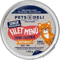Pets Deli Nassfutter Katze, Senior, Hypocare, Filet Menü Putenfilet 12x85g