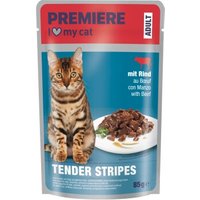 PREMIERE Tender Stripes Nassfutter Katze Adult Rind 56x85 g