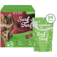 Lyra Pet Lecker.Pet Surf'n'Turf Pouches Katzenfutter in feiner Jelly Nassfutter 4er Mix Multipack 24x1 Stück