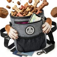 HUND IST KÖNIG ® Premium Leckerlibeutel für Hunde | Robuster Futterbeutel Hunde mit viel Stauraum grau/ rosa