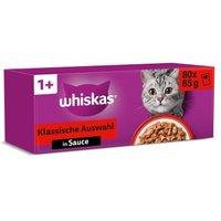 Whiskas ® Multipack Portionsbeutel 1+ Klassische Auswahl 4 Varietäten Rind, Huhn, Lamm, Geflügel in Sauce 80 x 85g