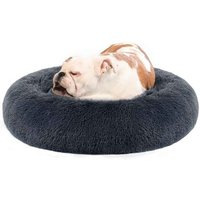 FEANDREA Hundebett, Donut Kissen, waschbar, herausnehmbar, langer Plüsch, L-XXXL schiefergrau XL