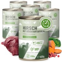REAVET Hundenassfutter - Hirsch mit Süßkartoffel an Brokkoli & Preiselbeeren 6x400 g