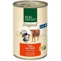 REAL NATURE Nassfutter Hund, Adult, Pute mit Kalb 6x400 g
